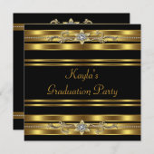 ガールズブラック&金ゴールド卒業パーティー 招待状 (正面/裏面)