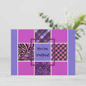 ガールズブルーおもしろいミックス誕生日招待状 招待状 (スタンド正面)