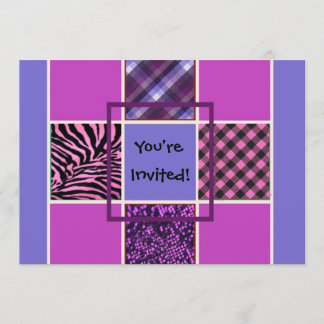 ガールズブルーおもしろいミックス誕生日招待状 招待状