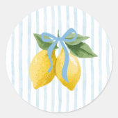 ガールズブルーお洒落ボウレモンアマルフィ誕生日 ラウンドシール (正面)