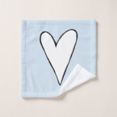 ガールズブルーハートドードルパターンモノグラシンプルム バスタオルセット (ウォッシュタオル)