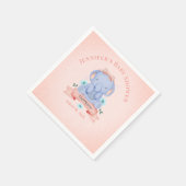 ガールズブルーパーソナライズされたエレファントコーラル スタンダードカクテルナプキン (角)