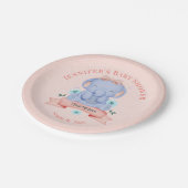 ガールズブルーパーソナライズされたエレファントコーラル ペーパープレート (アングル)