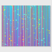 ガールズブルー，パープル，ストライプ，きらめき ラッピングペーパー (フラット)