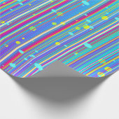 ガールズブルー，パープル，ストライプ，きらめき ラッピングペーパー (角)