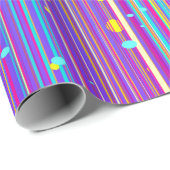 ガールズブルー，パープル，ストライプ，きらめき ラッピングペーパー (ロールコーナー)