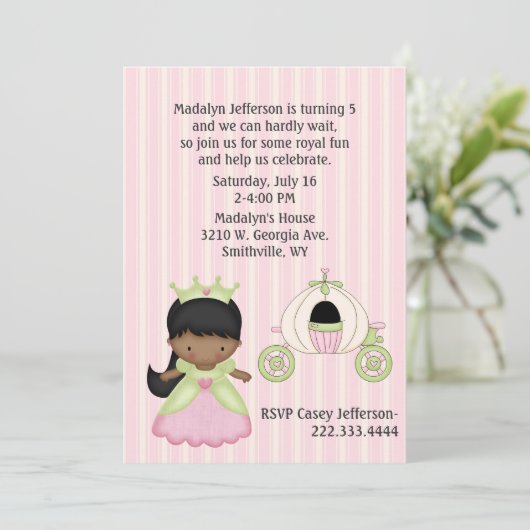 ガールズプリンセス&コーチバースデーパーティーの招待状 招待状 (スタンド正面)