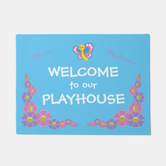 ガールズプレイハウスウェルカムブルー ドアマット (正面)