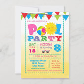 ガールズプールバースデーパーティ招待状 招待状 (正面)