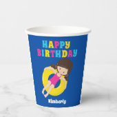 ガールズプールパーティーかわいいカスタム子供の誕生日 紙コップ (正面)
