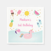 ガールズプールパーティーアイスクリームサンシャイン誕生日 スタンダードカクテルナプキン (正面)