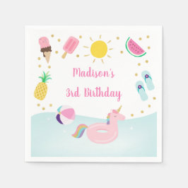 ガールズプールパーティーアイスクリームサンシャイン誕生日 スタンダードカクテルナプキン