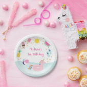 ガールズプールパーティーアイスクリームサンシャイン誕生日 ペーパープレート (パーティー)