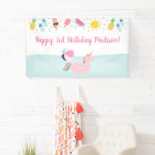 ガールズプールパーティーアイスクリームサンシャイン誕生日 横断幕 (インサイチュ)