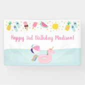 ガールズプールパーティーアイスクリームサンシャイン誕生日 横断幕 (横)