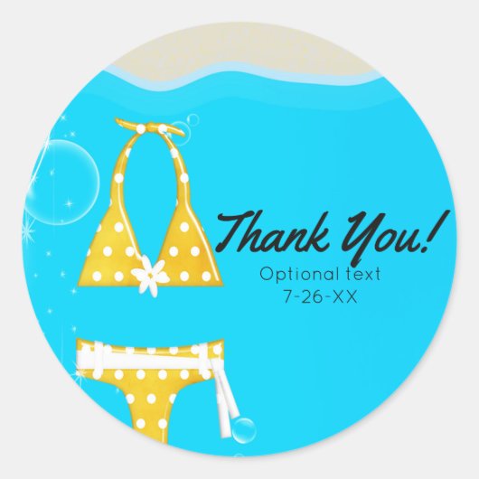 ガールズプールパーティービキニ誕生日スイムカスタムフティング ラウンドシール (正面)