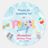 ガールズプールパーティー誕生日お願いありがとう ラウンドシール (正面)