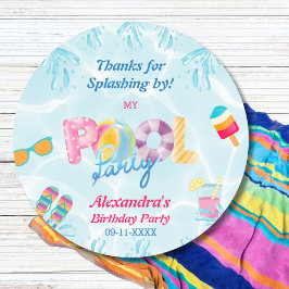 ガールズプールパーティー誕生日お願いありがとう ラウンドシール