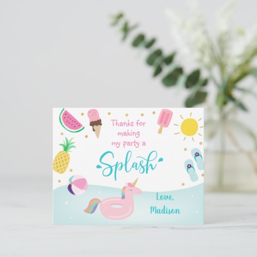 ガールズプールパーティー誕生日サンキュー サンキューカード (スタンド正面)
