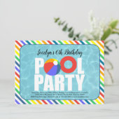 ガールズプールパーティー誕生日パーティーへの招待 サンキューカード (スタンド正面)