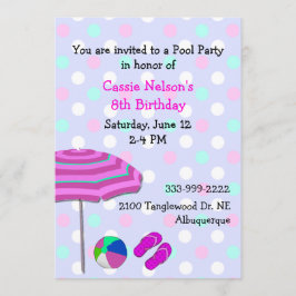 ガールズプールパーティー誕生日招待状 招待状