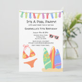 ガールズプ10代のールパーティービキニ誕生日招待状 招待状 (スタンド正面)