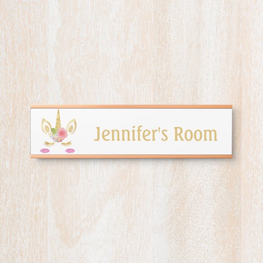 ガールズベッドルームガールズユニコーンドアサイン名プレート サインプレート (正面)