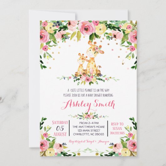 ガールズベビーキリンベビーシャワー招待状 招待状 (正面)