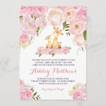 ガールズベビーキリンベビーシャワー招待状