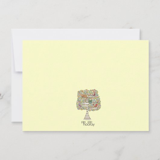 ガールズベビーシャワーフクロウ猫&バード招待状 招待状 (裏面)