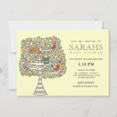 ガールズベビーシャワーフクロウ猫&バード招待状 招待状 (正面)