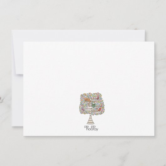 ガールズベビーシャワーフクロウ猫&バード招待状 招待状 (裏面)