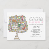 ガールズベビーシャワーフクロウ猫&バード招待状 招待状 (正面)