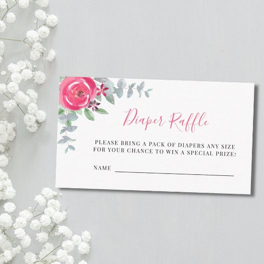 ガールズベビーシャワーフローラおむつラッフル エンクロージャーカード