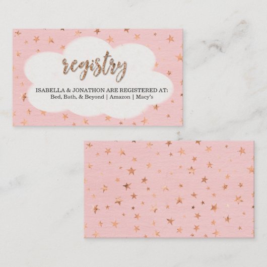 ガールズベビーシャワー用レジストリ挿入招待状 エンクロージャーカード (正面/裏面)