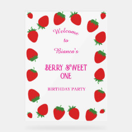 ガールズベリーパーソナライズされたスウィートワンウェルカムサイン アクリルサイン