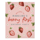ガールズベリーファーストキッズファースト誕生日ウェルカムサイン ポスター (正面)