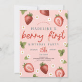 ガールズベリー初夏キッズファースト誕生日 招待状 (正面)