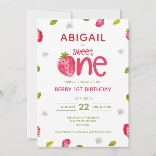 ガールズベリー最初の誕生日 招待状 (正面)