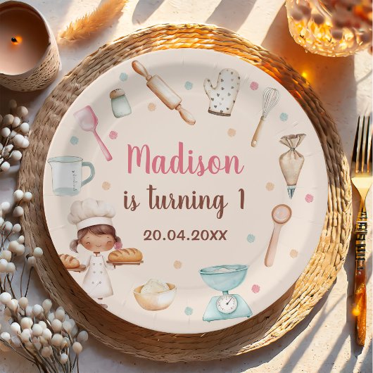 ガールズベーキングファーストバースデーパーティー ペーパープレート