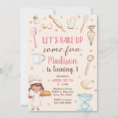 ガールズベーキングファーストバースデーパーティー 招待状 (正面)