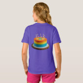 ガールズベーシックお誕生日ケーキおもしろい&フェスティバルスタイル Tシャツ (裏面フル)