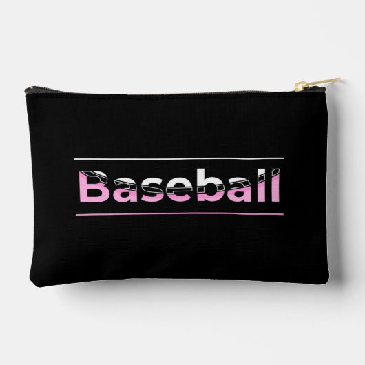ガールズベースボールピンクジオメトリックタイポグラフィ アクセサリーポーチ (裏面)