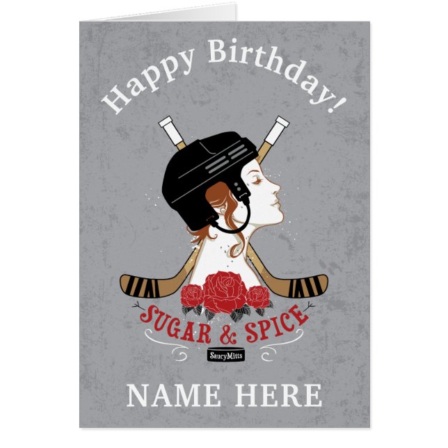 ガールズホッケーパーソナライズされた誕生日シュガー&スパイス (正面)