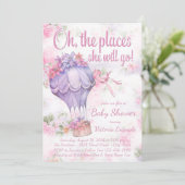 ガールズホットエアバルーンベビーシャワー招待状 招待状 (スタンド正面)