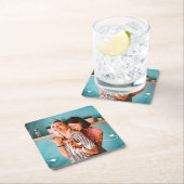 ガールズホワイトラブスクリプトとハートバレンタイン スクエアペーパーコースター (インサイチュ)