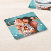 ガールズホワイトラブスクリプトとハートバレンタイン スクエアペーパーコースター (アングル)