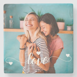 ガールズホワイトラブスクリプトとハートバレンタイン ストーンコースター