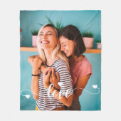 ガールズホワイトラブスクリプトとハートバレンタイン フリースブランケット (正面)