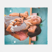 ガールズホワイトラブスクリプトとハートバレンタイン フリースブランケット (正面(横))